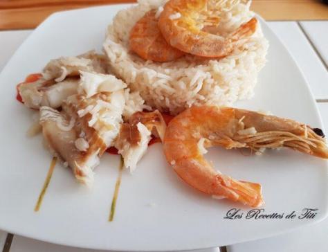 Filet de merlan crevettes et riz au cookeo
