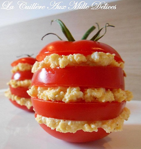 Mille feuille de tomate mimosa